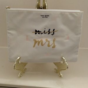 Kate Spade White Bridal Wedding Miss/Mrs. Bride Bachelorette bag pouch clutch